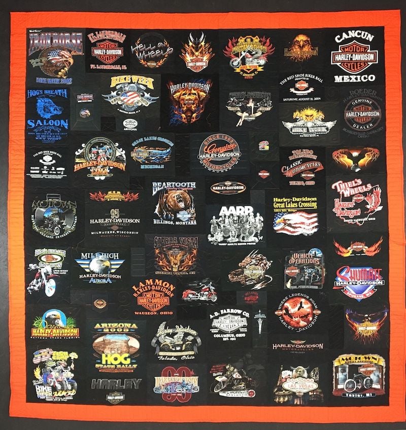 An all black Harley T-shirt quilt